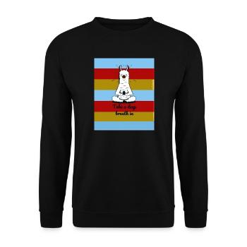Meditating Lama - Unisex Pullover - Schwarz - Vorne - Alina (178cm) & Michal (187cm)