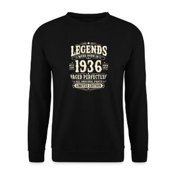 90. Geburtstag Geschenk Mann 1936 Vintage Retro - Unisex Pullover - Schwarz - Vorne - Alina (178cm) & Michal (187cm)