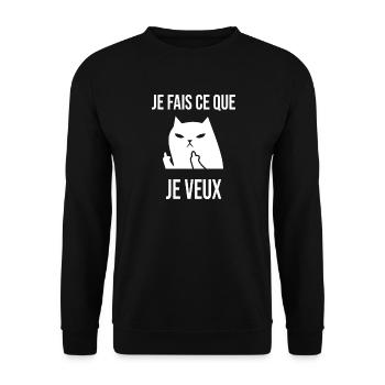 Chat Rebelle Je Fais Ce Que Je veux - Sweat-shirt Unisexe - noir - Devant - Alina (178cm) & Michal (187cm)