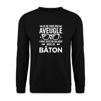 Pas aveugle balade avec le bâton - Sweat-shirt Unisexe - noir - Devant - Alina (178cm) & Michal (187cm)