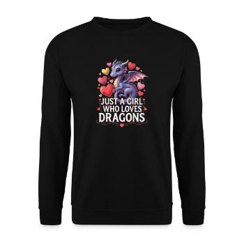 Drachenliebendes Mädchen - Unisex Pullover - Schwarz - Vorne - Alina (178cm) & Michal (187cm)