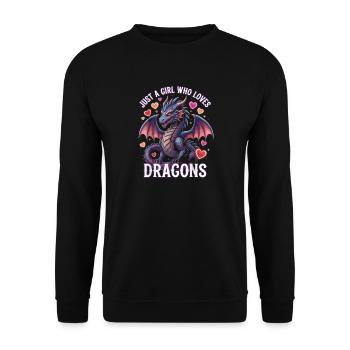 Nur ein Mädchen liebt Drachen - Unisex Pullover - Schwarz - Vorne - Alina (178cm) & Michal (187cm)