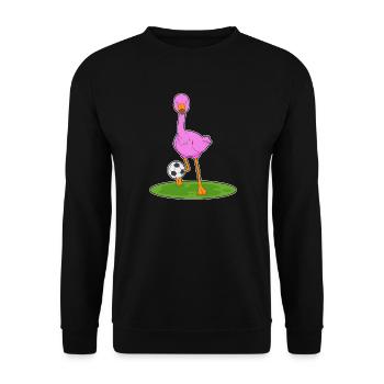 Flamingo Fußballspieler Fußball - Unisex Pullover - Schwarz - Vorne - Alina (178cm) & Michal (187cm)