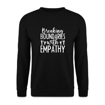 Social Worker Quote Breaking Boundaries With - Unisex Pullover - Schwarz - Vorne - Alina (178cm) & Michal (187cm)