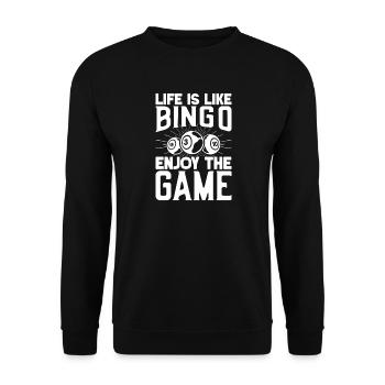 Bingo Player Enjoy The Game Bingo - Unisex Sweatshirt - black - Front - Alina (178cm) & Michal (187cm)