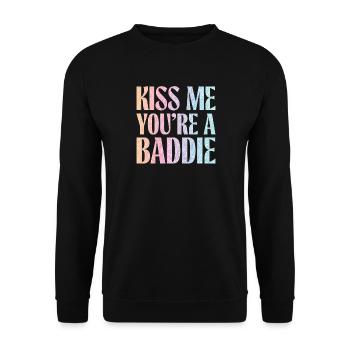 Küss mich du Baddie. - Unisex Pullover - Schwarz - Vorne - Alina (178cm) & Michal (187cm)