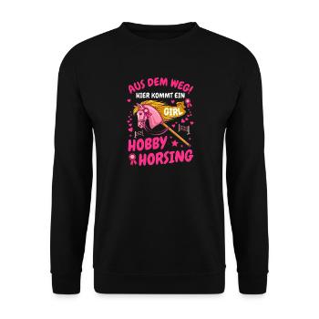 Aus dem Weg Hobby Horsing Girl Steckenpferd - Unisex Pullover - Schwarz - Vorne - Alina (178cm) & Michal (187cm)