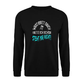 Waschbrettbauch hatte ich schon steht mir nicht - Unisex Pullover - Schwarz - Vorne - Alina (178cm) & Michal (187cm)