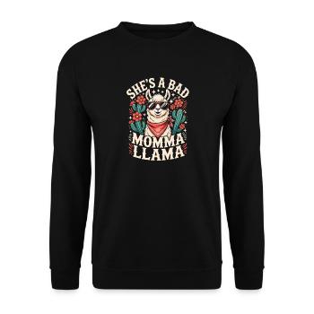 She's a Bad Momma Llama - Unisex Sweatshirt - black - Front - Alina (178cm) & Michal (187cm)