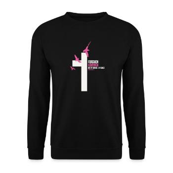 FORGIVEN Kreuz Tauben Pink Weiß Vers - Unisex Pullover - Schwarz - Vorne - Alina (178cm) & Michal (187cm)