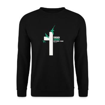 FORGIVEN Kreuz Tauben Weiß Grace Vers - Unisex Pullover - Schwarz - Vorne - Alina (178cm) & Michal (187cm)