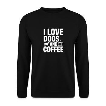 Ich liebe Hunde und Kaffee - Unisex Pullover - Schwarz - Vorne - Alina (178cm) & Michal (187cm)
