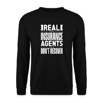 Insurance Agent Costume Real Don ́t Recover - Unisex Sweatshirt - black - Front - Alina (178cm) & Michal (187cm)