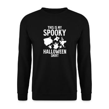 Voici mon Spooky Halloween Shirt Halloween Ghost - Sweat-shirt Unisexe - noir - Devant - Alina (178cm) & Michal (187cm)
