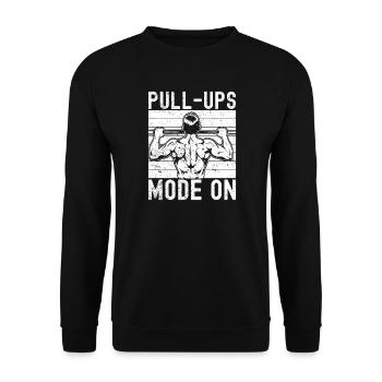Gym Junkies Pull-Ups Mode On Calisthenics Fitness - Unisex Pullover - Schwarz - Vorne - Alina (178cm) & Michal (187cm)