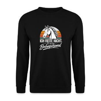  Ich Reite Nicht Ich Bin Das Bodenpersonal Pferd - Unisex Pullover - Schwarz - Vorne - Alina (178cm) & Michal (187cm)