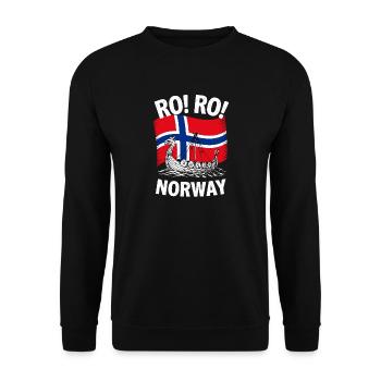  RO RO NORWAY Wikingerschiff Norwegen Flagge - Unisex Pullover - Schwarz - Vorne - Alina (178cm) & Michal (187cm)