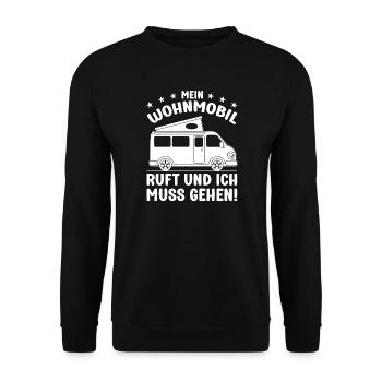 Mein Wohnmobil ruft und ich muss gehen Camping - Unisex Pullover - Schwarz - Vorne - Alina (178cm) & Michal (187cm)