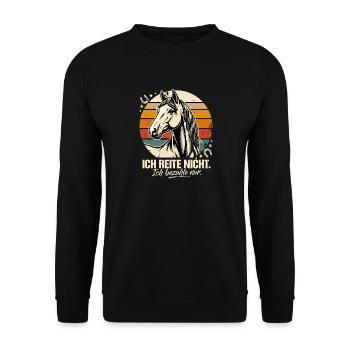  Ich Reite Nicht Ich Bezahle Nur Pferd Reiter - Unisex Pullover - Schwarz - Vorne - Alina (178cm) & Michal (187cm)