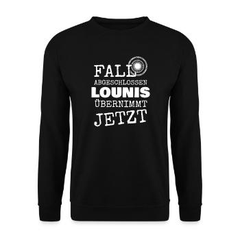 Distressed Deutsch Schriftzug Jetzt Übernimmt - Unisex Pullover - Schwarz - Vorne - Alina (178cm) & Michal (187cm)