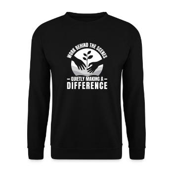 Social Worker Quote Work Behind The Scenes Social - Unisex Sweatshirt - black - Front - Alina (178cm) & Michal (187cm)