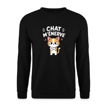 Chat énervé cartoon - Sweat-shirt Unisexe - noir - Devant - Alina (178cm) & Michal (187cm)