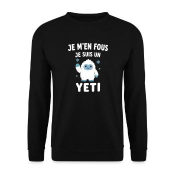 Je m'en fous, je suis Yéti - Sweat-shirt Unisexe - noir - Devant - Alina (178cm) & Michal (187cm)