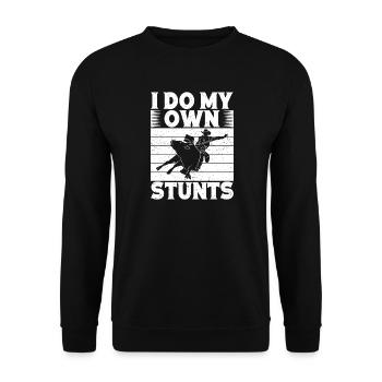 Rodeo Horse Riding I Do My Own Stunts Cowboy - Unisex Sweatshirt - black - Front - Alina (178cm) & Michal (187cm)