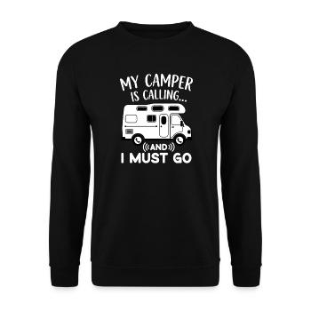 Mon campeur appelle et je dois faire du camping drôle - Sweat-shirt Unisexe - noir - Devant - Alina (178cm) & Michal (187cm)