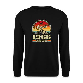 Cadeau d’anniversaire rétro vintage d’août 1966 - Sweat-shirt Unisexe - noir - Devant - Alina (178cm) & Michal (187cm)
