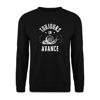 Toujours en Avance comme un Escargot - Sweat-shirt Unisexe - noir - Devant - Alina (178cm) & Michal (187cm)