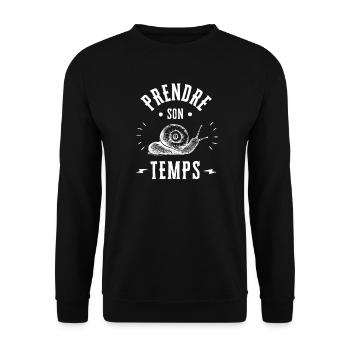 Prendre son temps comme un escargot - Sweat-shirt Unisexe - noir - Devant - Alina (178cm) & Michal (187cm)