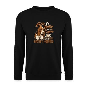 Coffee And Basset Hounds - Maman de chien Amoureuse du café - Sweat-shirt Unisexe - noir - Devant - Alina (178cm) & Michal (187cm)