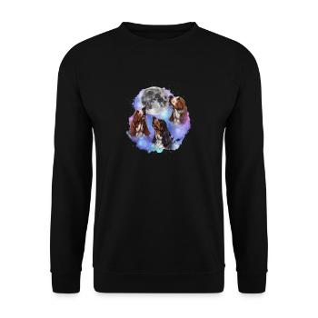 3 Basset Hounds hurlant à la lune - Maman de chien Papa - Sweat-shirt Unisexe - noir - Devant - Alina (178cm) & Michal (187cm)