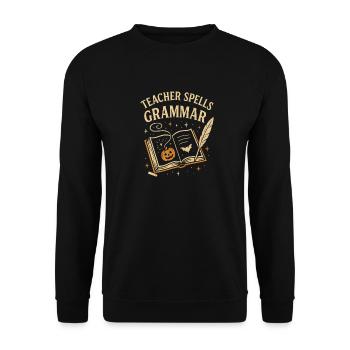 Teacher Grammar Halloween - Unisex Sweatshirt - black - Front - Alina (178cm) & Michal (187cm)