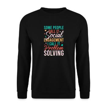 Citation d’assistant social : Résolution de problèmes Travail social - Sweat-shirt Unisexe - noir - Devant - Alina (178cm) & Michal (187cm)