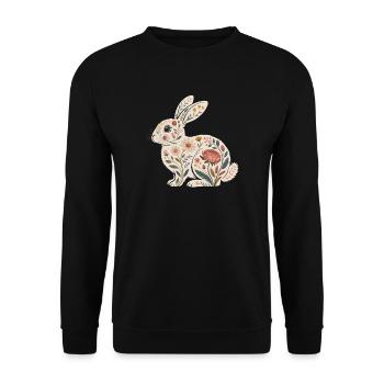 Floral rabbit with plant pattern - Unisex Sweatshirt - black - Front - Alina (178cm) & Michal (187cm)