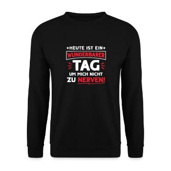 Sarkasmus Genervt Ruhe Abstand Bürohumor Ironie - Unisex Pullover - Schwarz - Vorne - Alina (178cm) & Michal (187cm)
