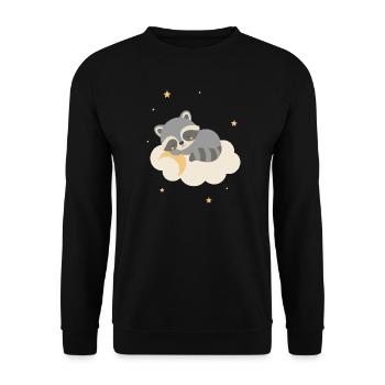 Cute raccoon sleeping on cloud - Unisex Sweatshirt - black - Front - Alina (178cm) & Michal (187cm)