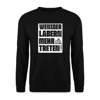 WENIGER_LABERN-_FAHRRAD_SPRUCH - Unisex Pullover - Schwarz - Vorne - Alina (178cm) & Michal (187cm)