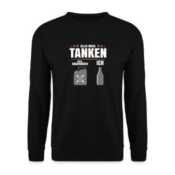 Alles muss tanken - Unisex Pullover - Schwarz - Vorne - Alina (178cm) & Michal (187cm)
