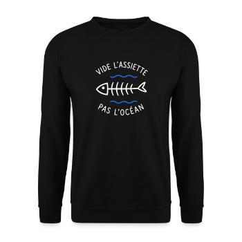 Videz l'assiette, pas l'océan - Sweat-shirt Unisexe - noir - Devant - Alina (178cm) & Michal (187cm)