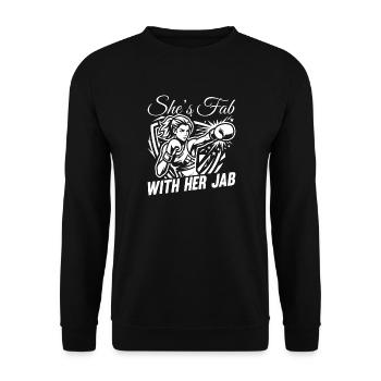 Fab With Her Jab Boxing Gloves - Unisex Sweatshirt - black - Front - Alina (178cm) & Michal (187cm)
