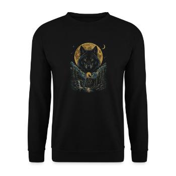 Moonlit Wolf Wilderness - Unisex Pullover - Schwarz - Vorne - Alina (178cm) & Michal (187cm)