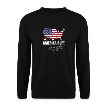 Amerika Auswandern - Unisex Pullover - Schwarz - Vorne - Alina (178cm) & Michal (187cm)