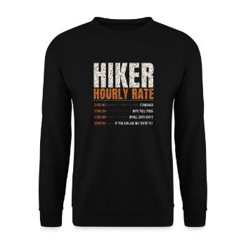 Hiker Hourly Rate Funny - Unisex Sweatshirt - black - Front - Alina (178cm) & Michal (187cm)