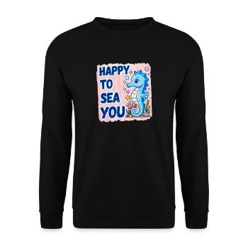 Heureux de mer, Hippocampe de mer, amour de mer - Sweat-shirt Unisexe - noir - Devant - Alina (178cm) & Michal (187cm)