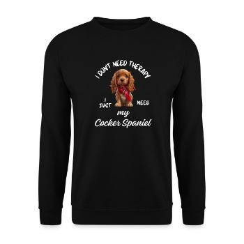 Cocker-Spaniel-Therapie - Unisex Pullover - Schwarz - Vorne - Alina (178cm) & Michal (187cm)