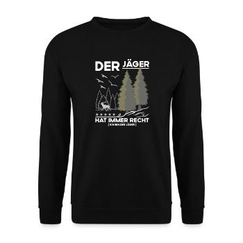 Der Jäger hat immer Recht - Unisex Pullover - Schwarz - Vorne - Alina (178cm) & Michal (187cm)