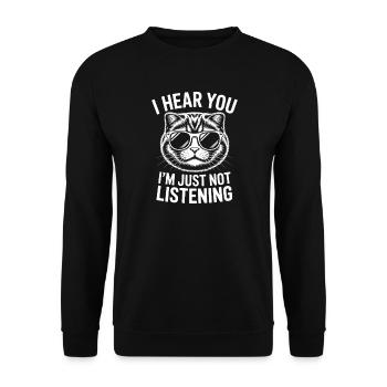 Schottische Faltohrkatze Scottish Fold Geschenk - Unisex Pullover - Schwarz - Vorne - Alina (178cm) & Michal (187cm)